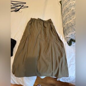 J. Crew Olive Drawstring Maxi Skirt